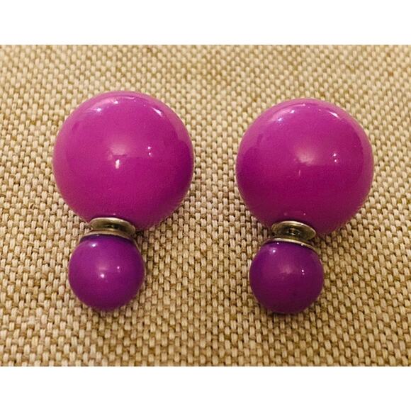 Double Sided Magenta Earrings - Picture 1 of 2